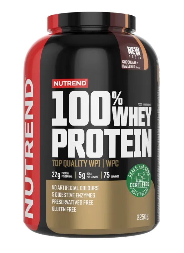 100% Whey Protein Chocolate & Hazelnut - 2250g - Nutrend - Sporto papildai
