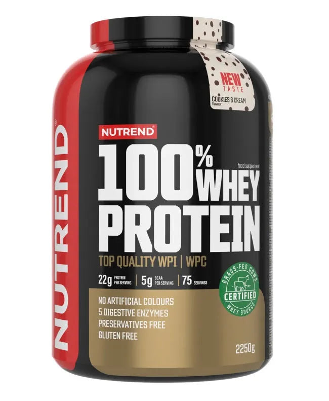 100% Whey Protein Cookies & Cream - 2250g - Nutrend - Sporto papildai