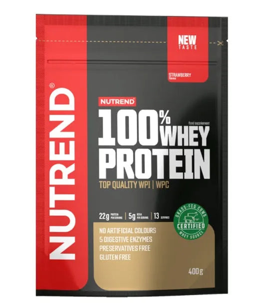 100% Whey Protein Strawberry - 400g - Nutrend - Sporto papildai