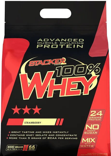 100% Whey Strawberry - 2000g - Stacker2 Europe - Sporto papildai