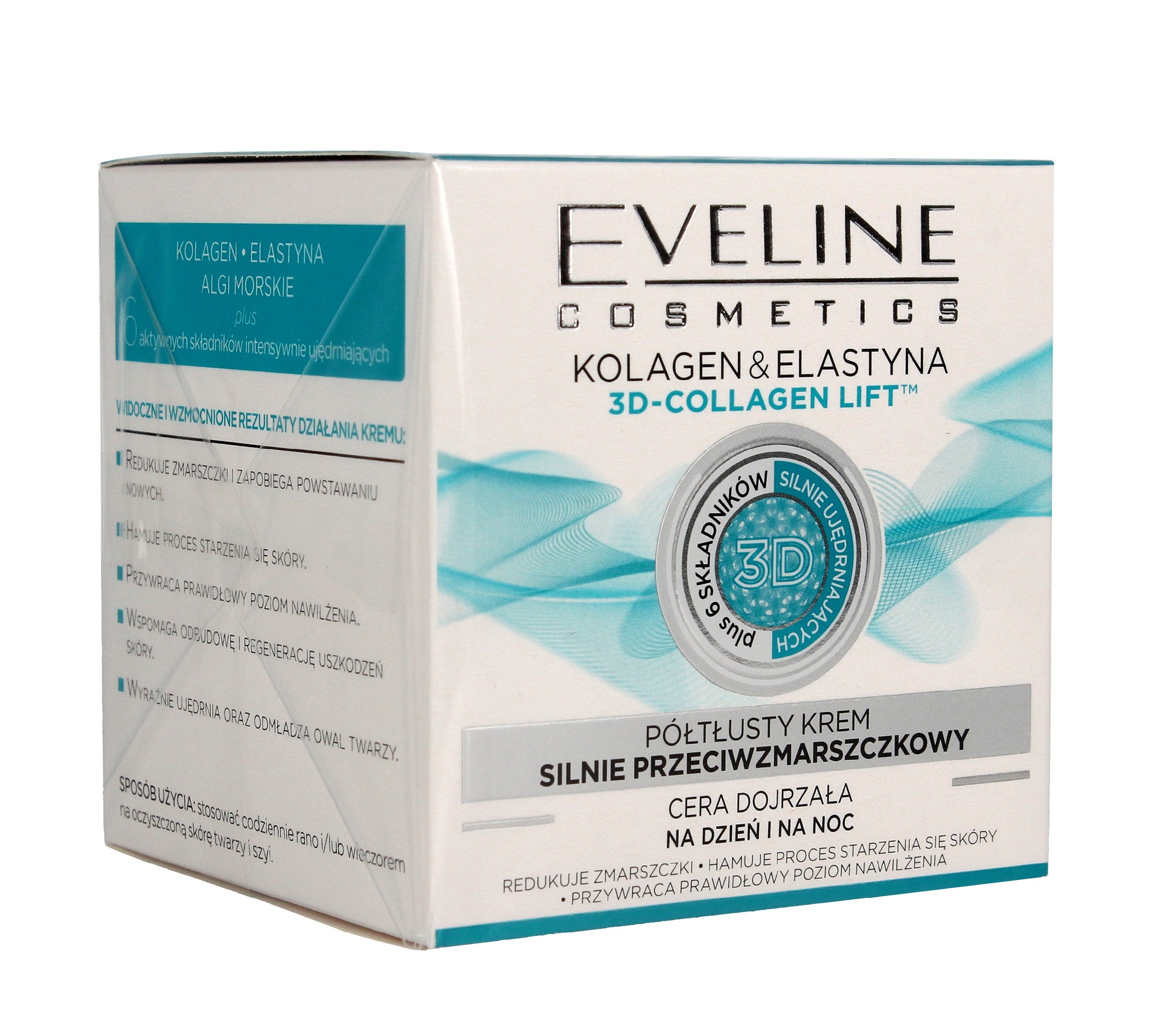 Eveline Half-Fat Cream Strong Anti-Wrinkle Collagen and Elastin & 3D-Collagen Lift 50ml | Vaistine1.lt