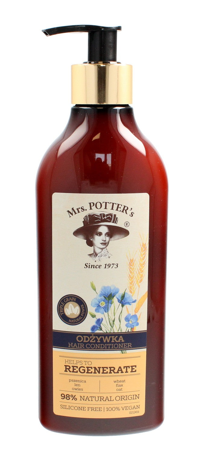 Mrs Potters Triple Grain Conditioner for Damaged Hair Regenerate 390ml | Vaistine1.lt