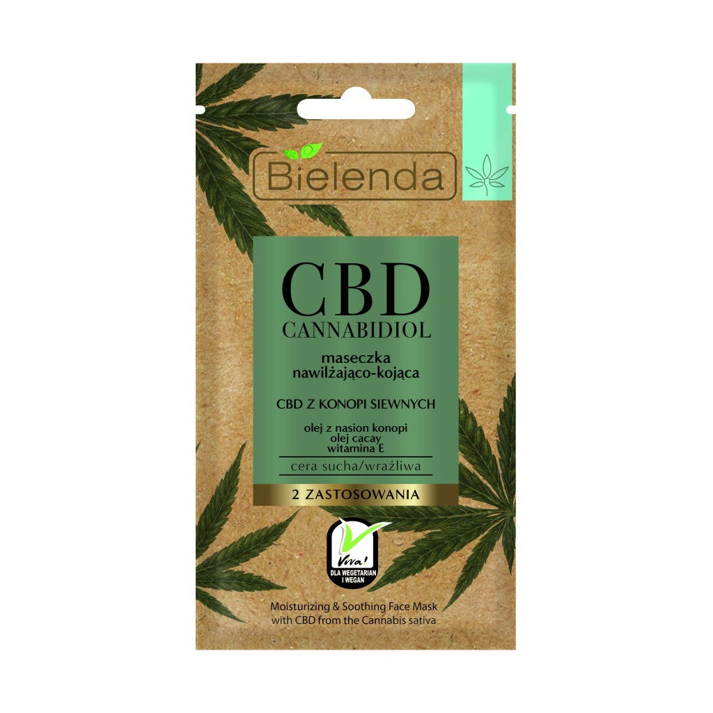 Bielenda CBD kanabidiolio drėkinamoji ir raminamoji kaukė 8g | Vaistine1.lt