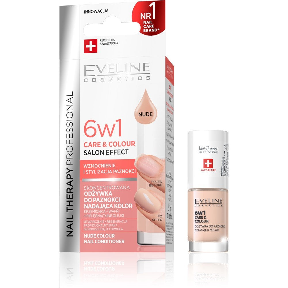 Eveline Nail Therapy Color-Enhancing Nail Conditioner 6in1 NUDE 5ml | Vaistine1.lt