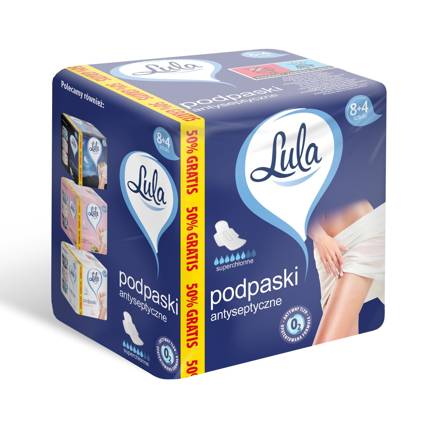 LULA Antiseptic sanitary pads - super absorbent 1 pack - 12 pieces (8+4 free) | Vaistine1.lt