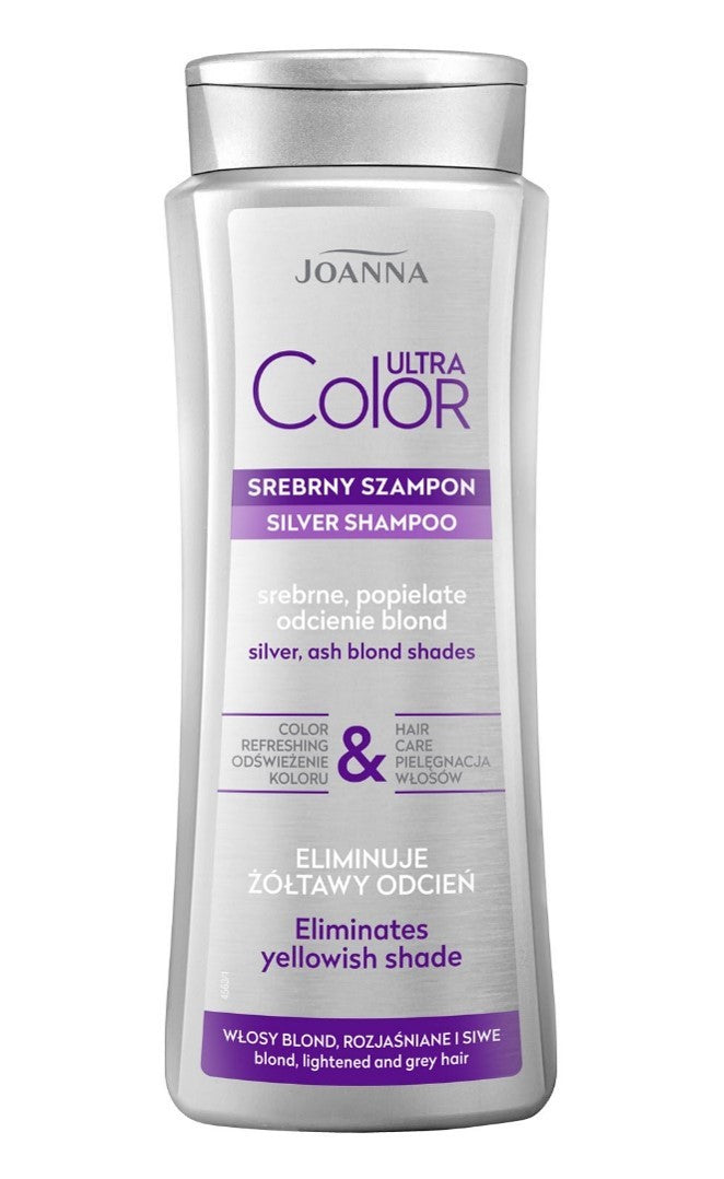 Joanna Ultra Color Silver Shampoo for hair eliminating yellowish tint - silver and ash shades of blonde 400ml | Vaistine1.lt