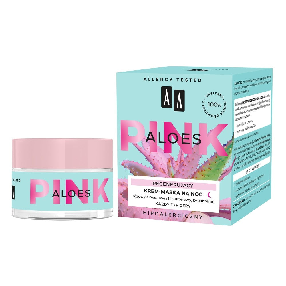 AA Pink Aloes Regenerating Night Cream-Mask for All Skin Types 50ml | Vaistine1.lt