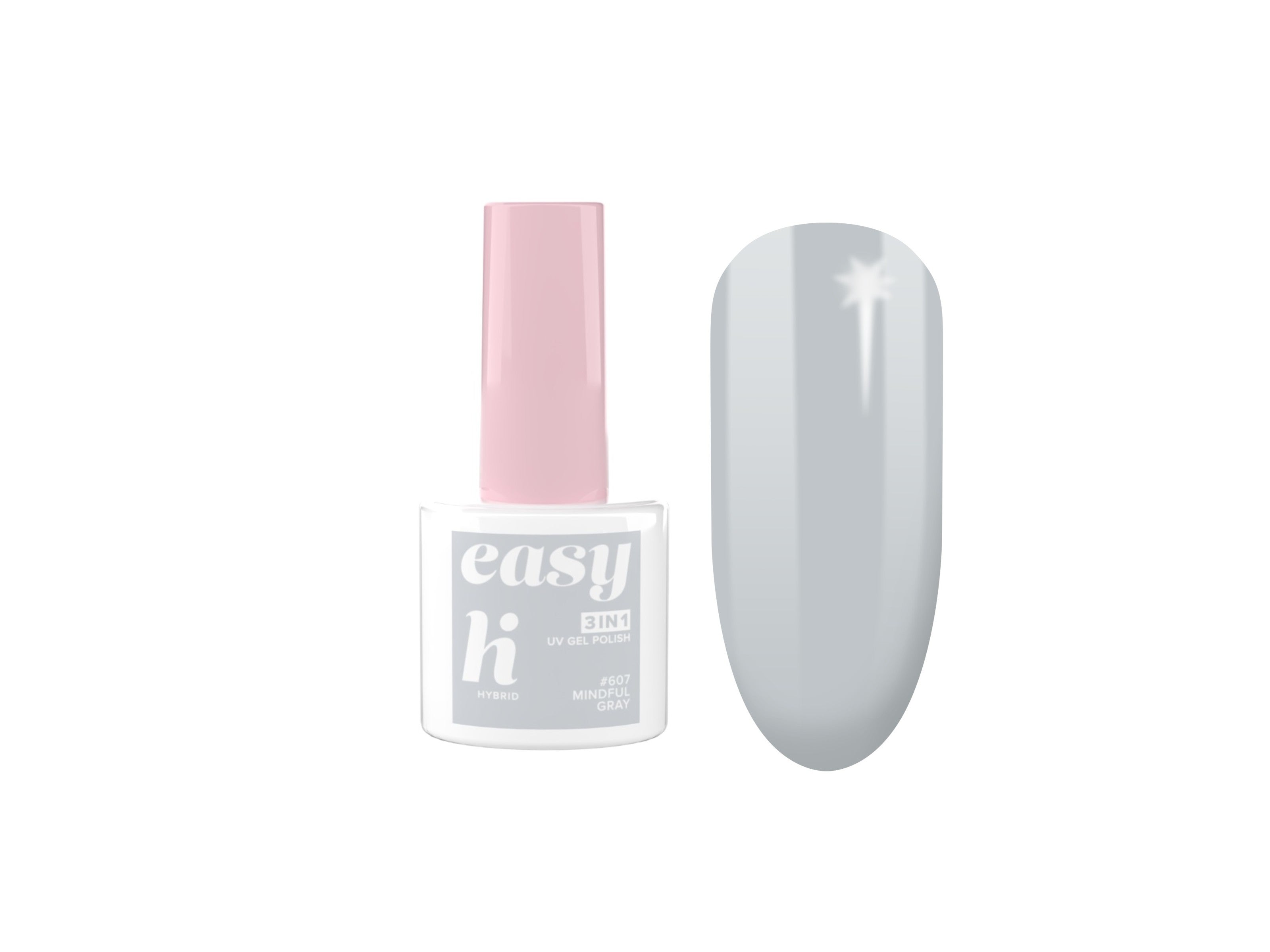 Hi Hybrid Hybrid Lacquer Easy 3in1 No. 607 Mindful Gray 5ml | Vaistine1.lt