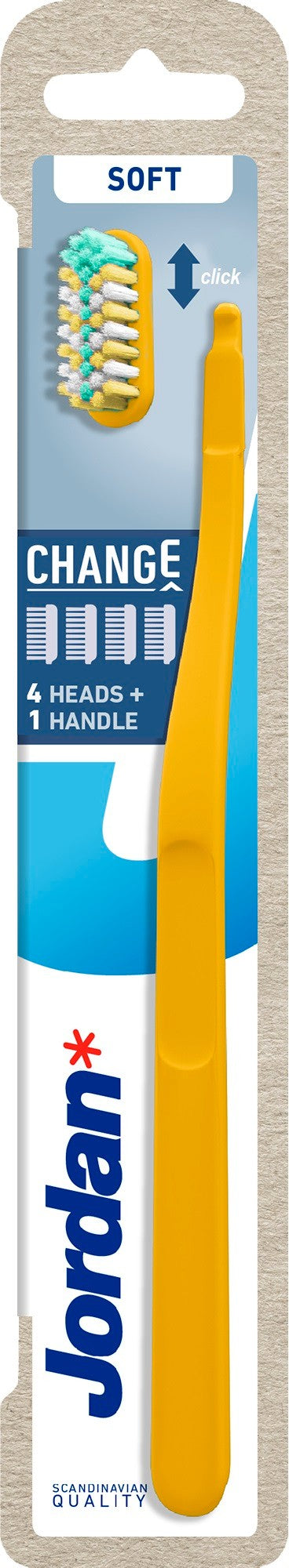 Jordan Change Soft Toothbrush - handle + 4 replacement heads, 1 pack - assorted colors | Vaistine1.lt | WestPharmacy.eu