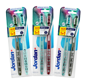 Jordan Ultralite Toothbrush DUO - medium 1op.-2pcs.(1+1) - mix of colors | Vaistine1.lt