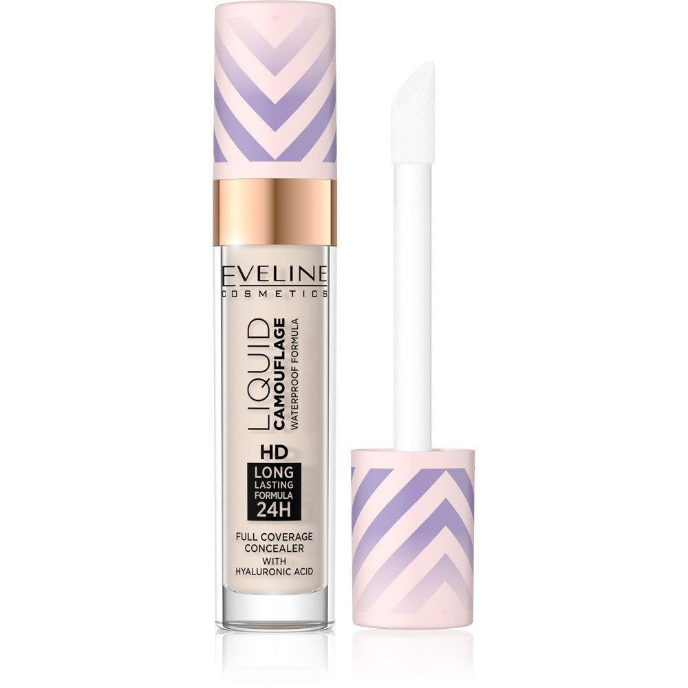 Eveline Liquid Camouflage Waterproof Concealer with hyaluronic acid no. 01 Light Porcelain 7.5ml | Vaistine1.lt