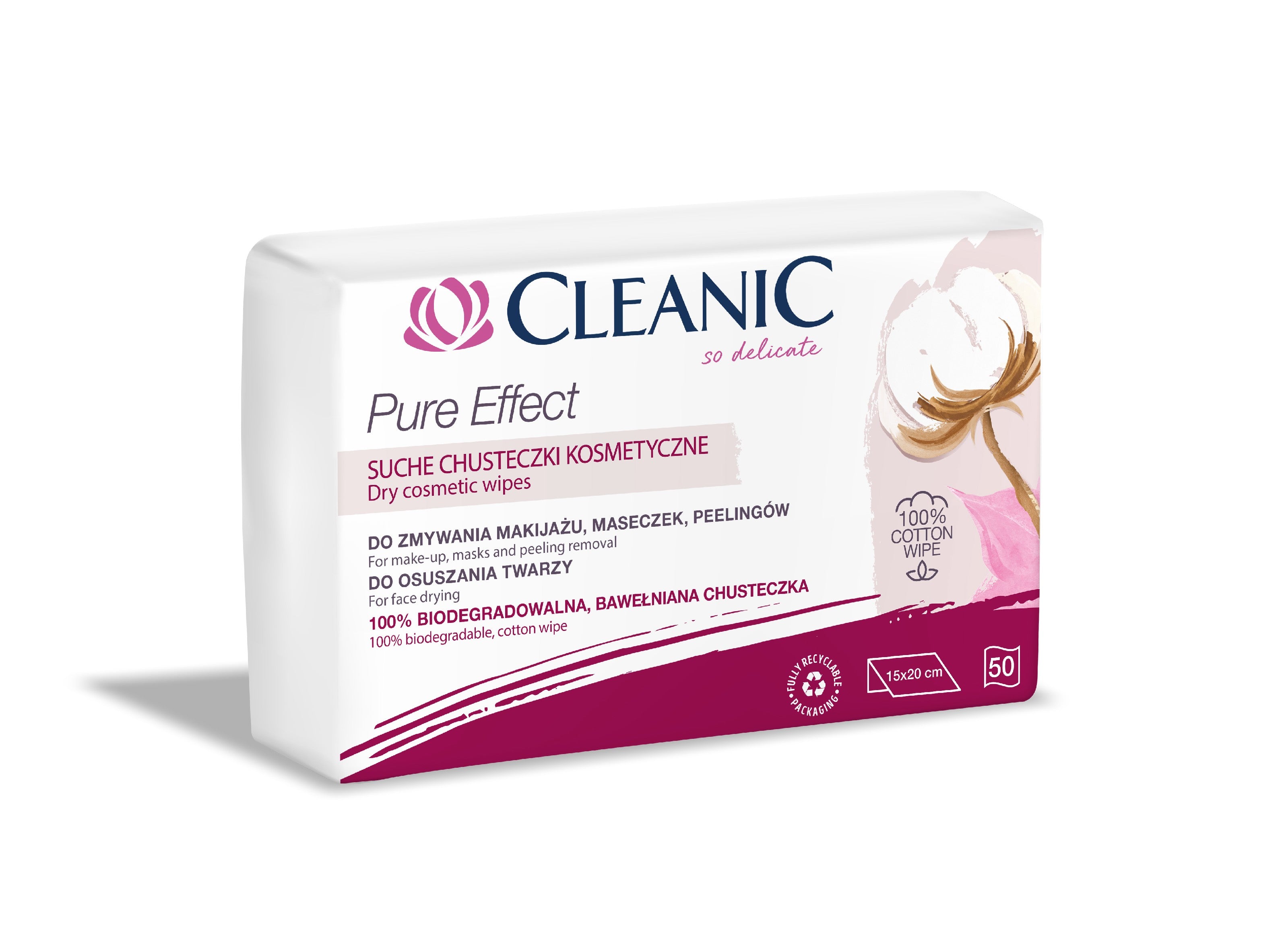 Cleanic Suche Chusteczki kosmetyczne Pure Effect 1op.-50szt | Vaistine1.lt