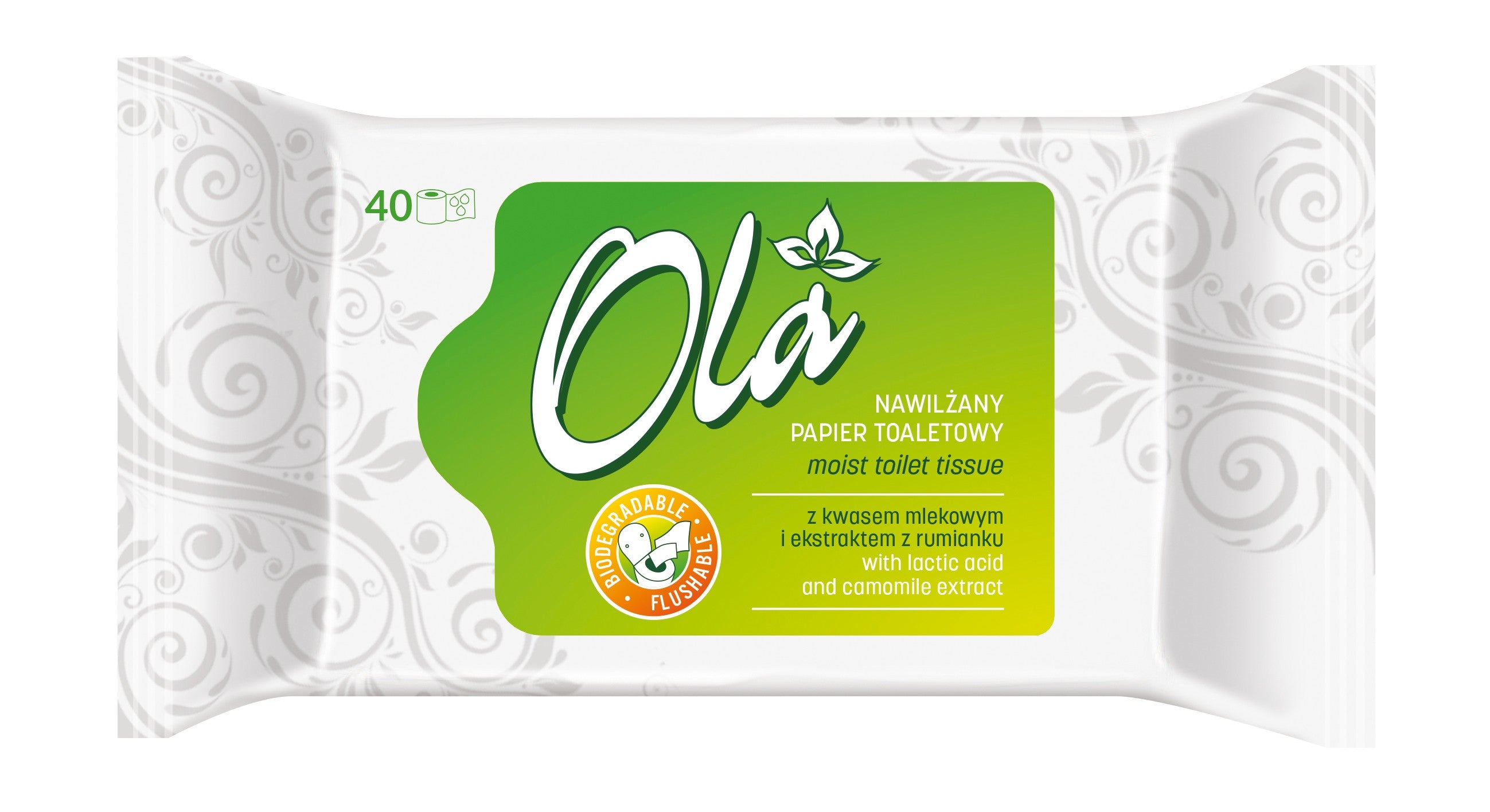 OLA Moistened Toilet Paper with chamomile extract 1op.-40pcs | Vaistine1.lt | WestPharmacy.eu
