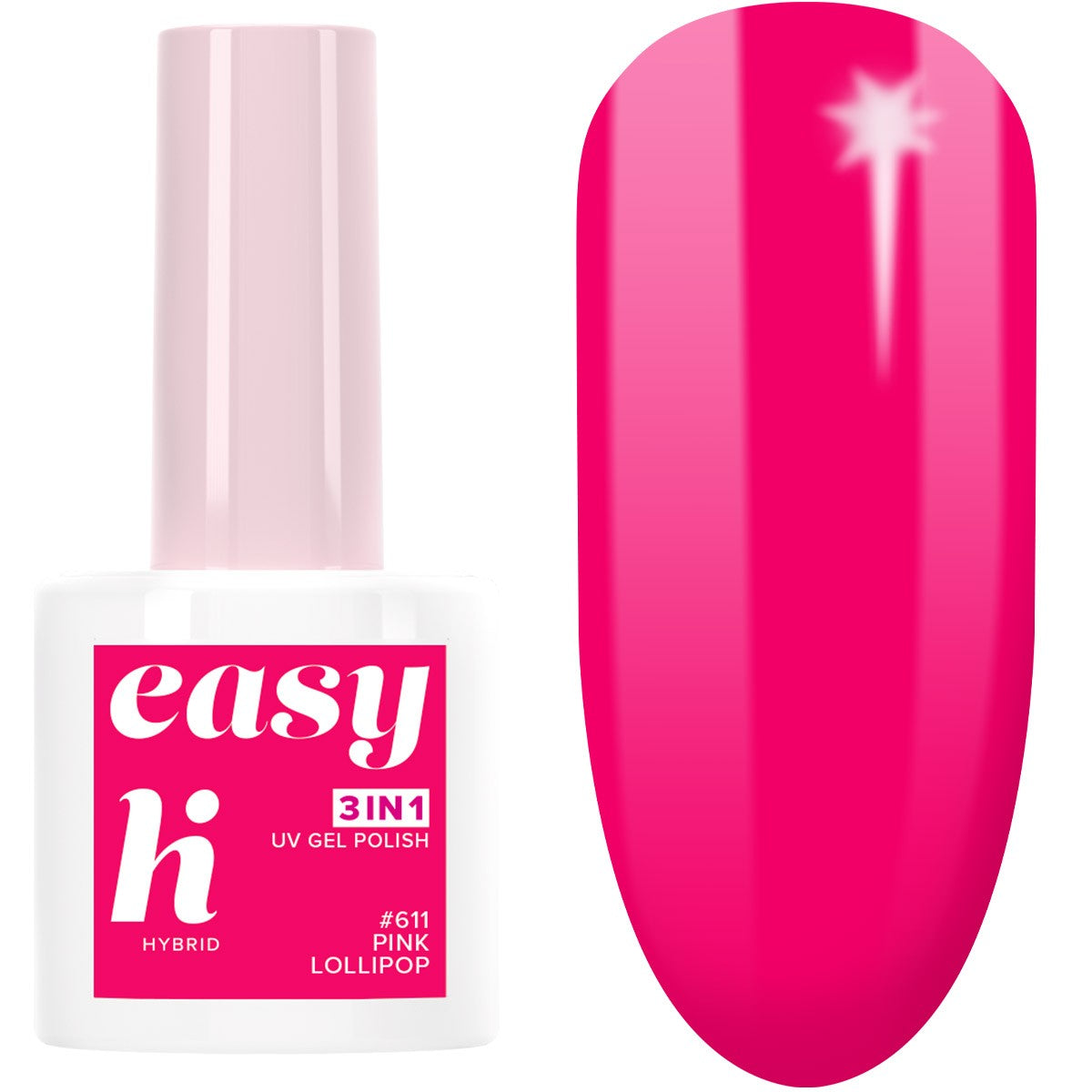 Hi Hybrid Hybrid Lacquer Easy 3in1 Lunapark #611 Pink Lollipop 5ml | Vaistine1.lt