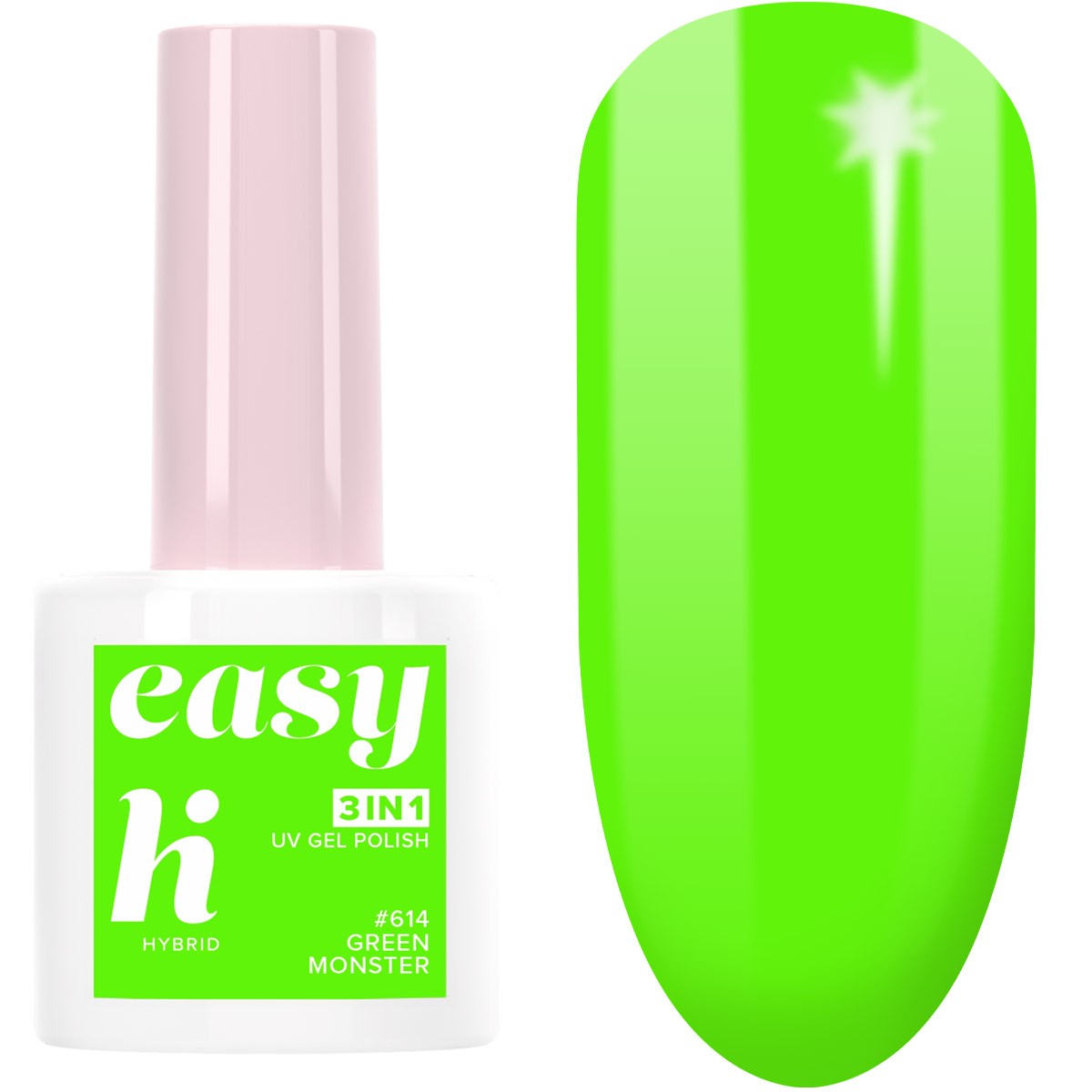 Hi Hybrid Hybrid Lacquer Easy 3in1 Lunapark #614 Green Monster 5ml | Vaistine1.lt