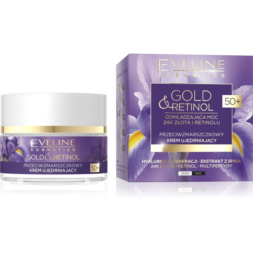 Eveline Gold & Retinol 50+ Anti-wrinkle Firming Cream for day and night 50ml | Vaistine1.lt