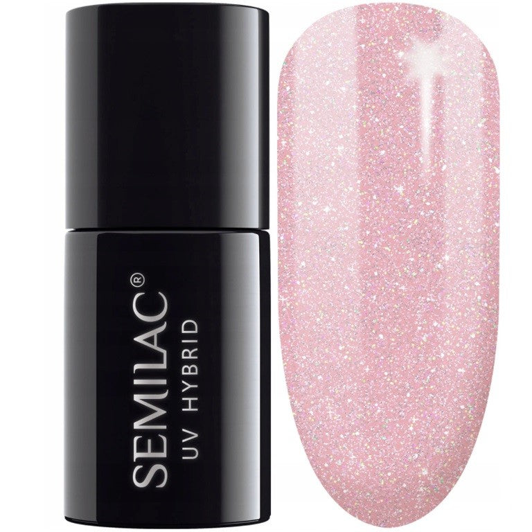 SEMILAC Hybrid Nail Polish Extend Care 5in1 - 805 Glitter Dirty Nude Rose 7ml | Vaistine1.lt