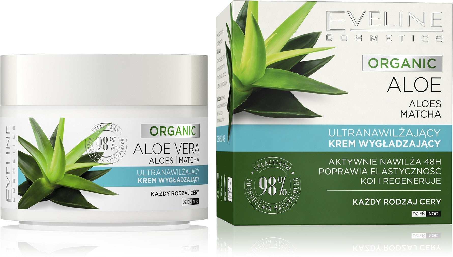 Eveline Organic Aloe Ultra-moisturizing Smoothing Cream for day and night - suitable for all skin types 50ml | Vaistine1.lt