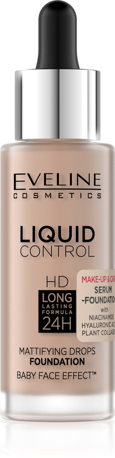 Eveline Liquid Control HD Foundation with dropper no. 035 Natural Beige 32ml | Vaistine1.lt