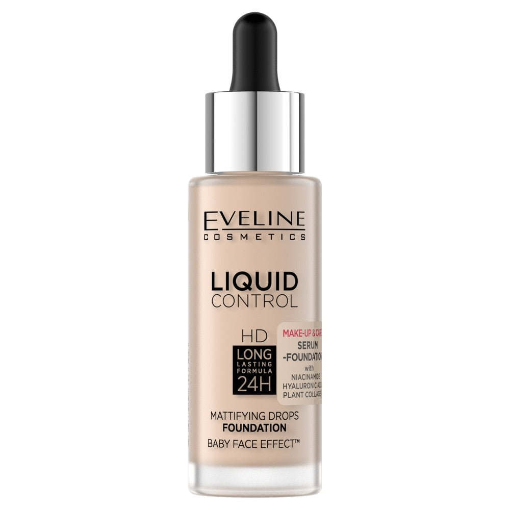 Eveline Liquid Control HD Foundation with dropper no. 002 Soft Porcelain 32ml | Vaistine1.lt