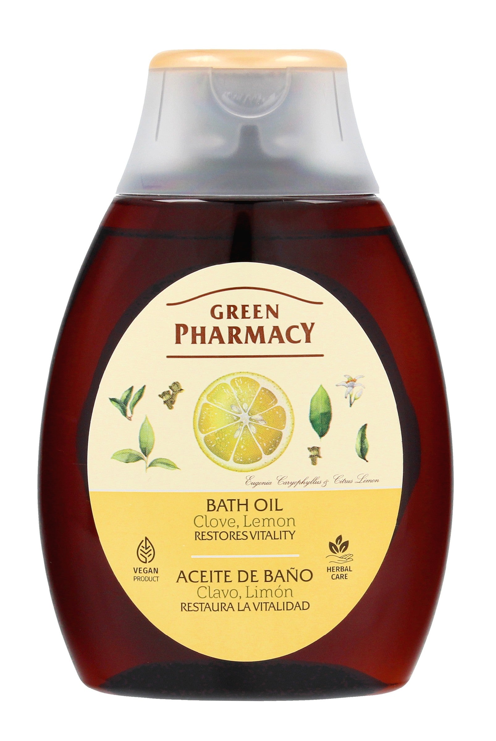 Green Pharmacy Revitalizing Bath and Shower Oil - Clove and Lemon 250ml | Vaistine1.lt