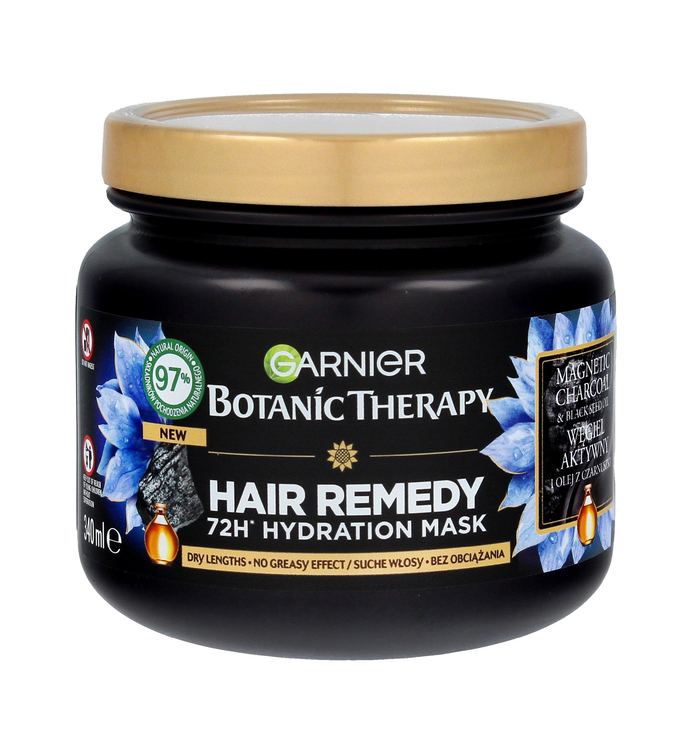 Garnier Botanic Therapy Moisturizing Mask for dry hair with activated charcoal 340ml | Vaistine1.lt