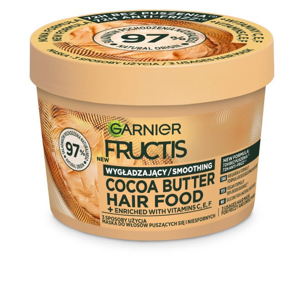 Fructis Hair Food Smoothing Mask for Frizzy and Unruly Hair - Cocoa Butter 400ml | Vaistine1.lt