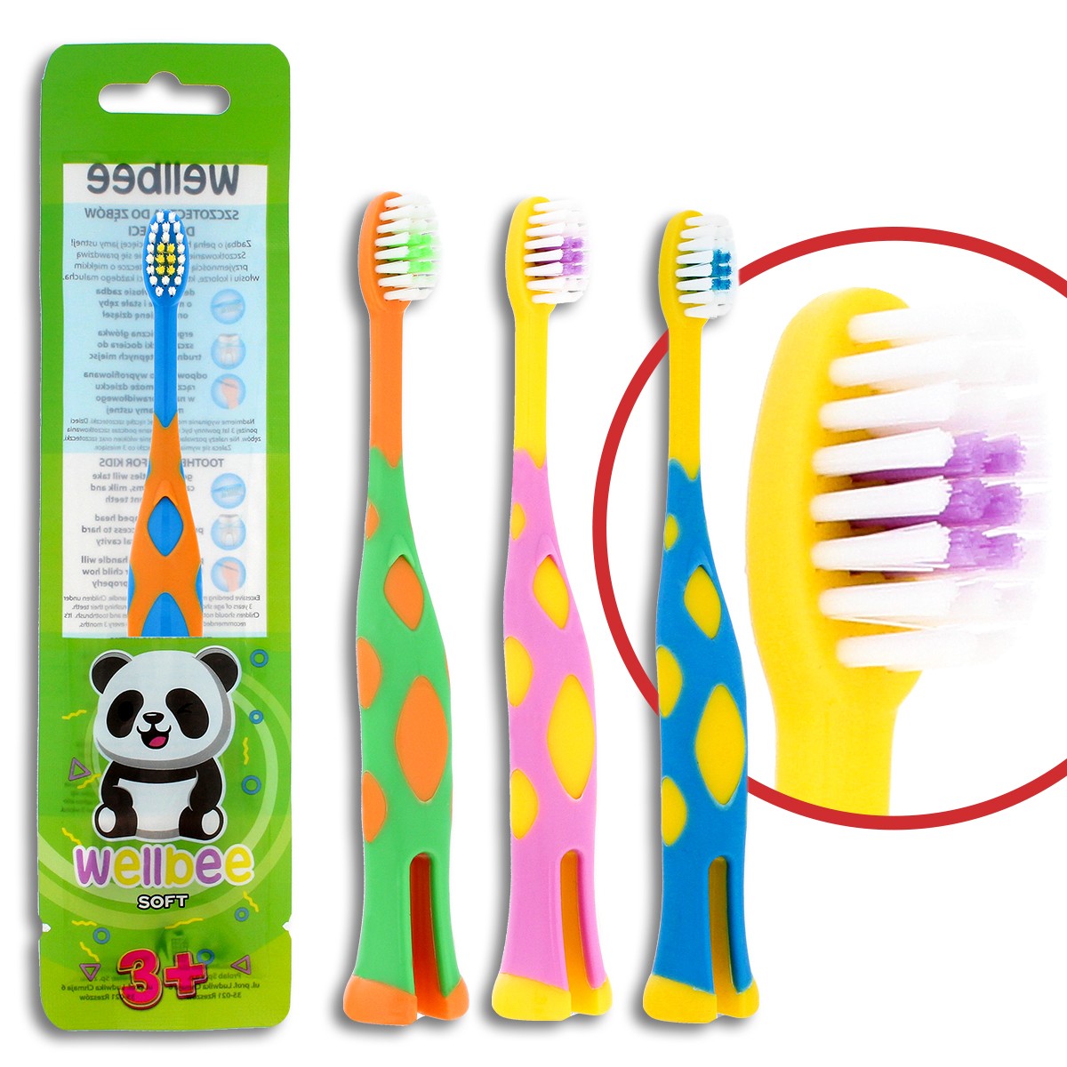 WELLBEE Kids Toothbrush KIDS(3+) Travel Soft (foil) - mix of colors 1pc | Vaistine1.lt