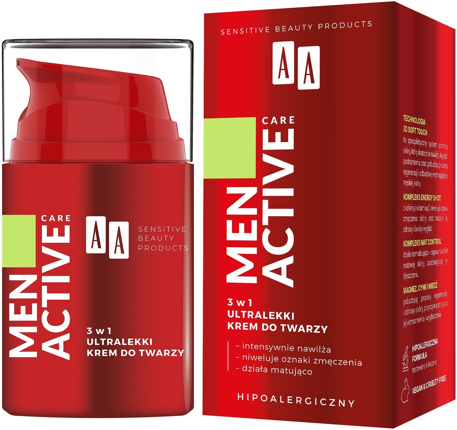 AA Men Active Care Ultralight Face Cream 3in1 50ml | Vaistine1.lt