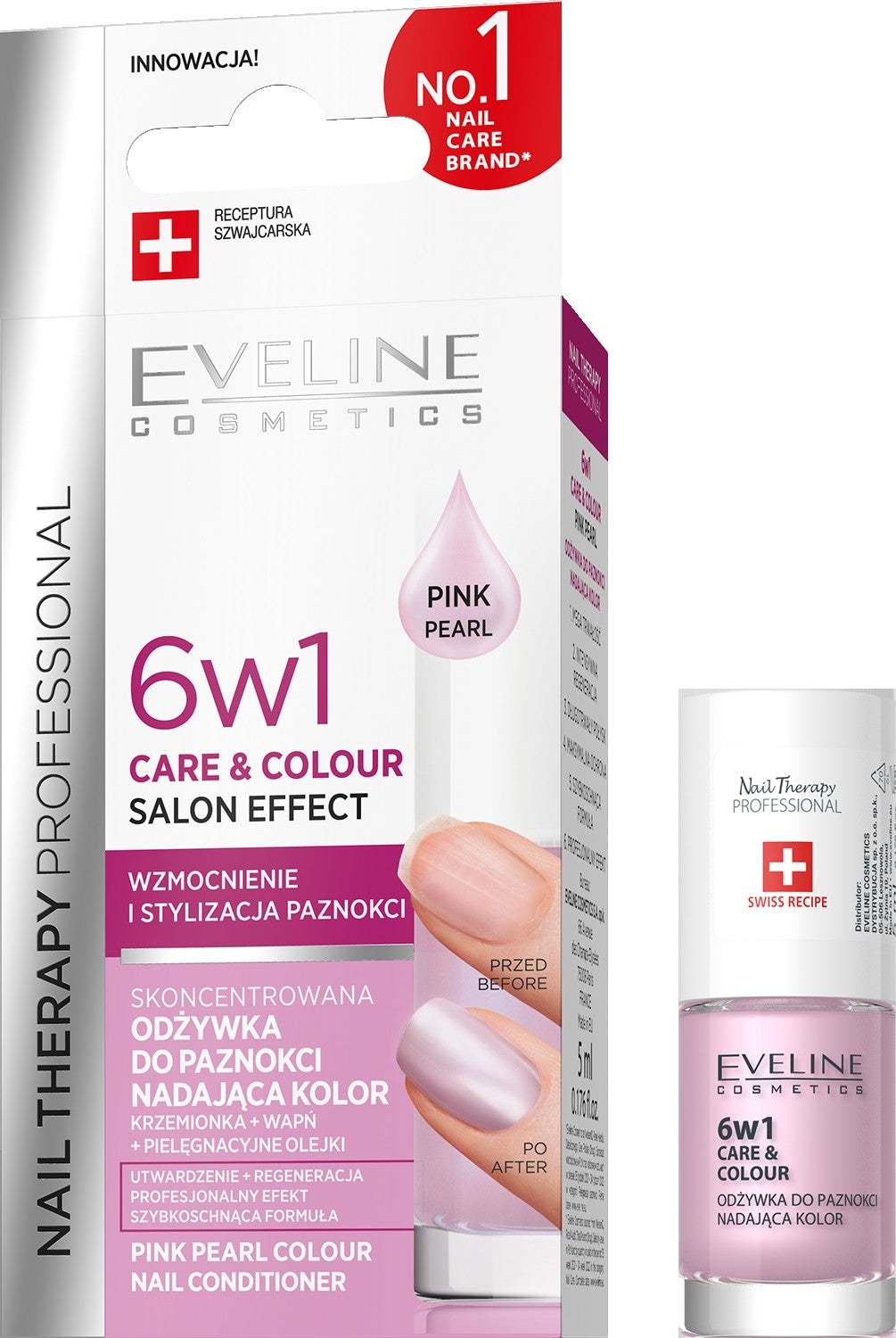 EVELINE 6w1 Care & Colour Nail Conditioner Pink Pearl 5ML | Vaistine1.lt