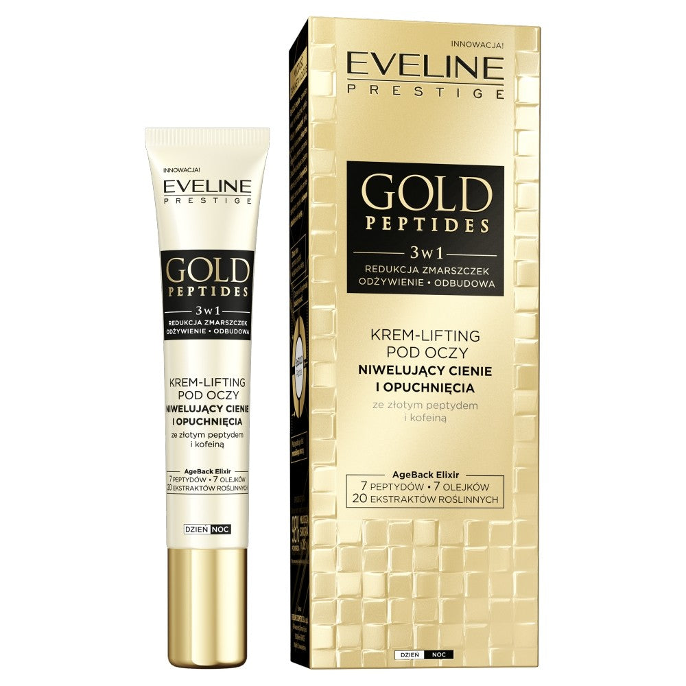 EVELINE Gold Peptides 3in1 Lifting Cream for Eyes reducing dark circles and puffiness 15ml | Vaistine1.lt