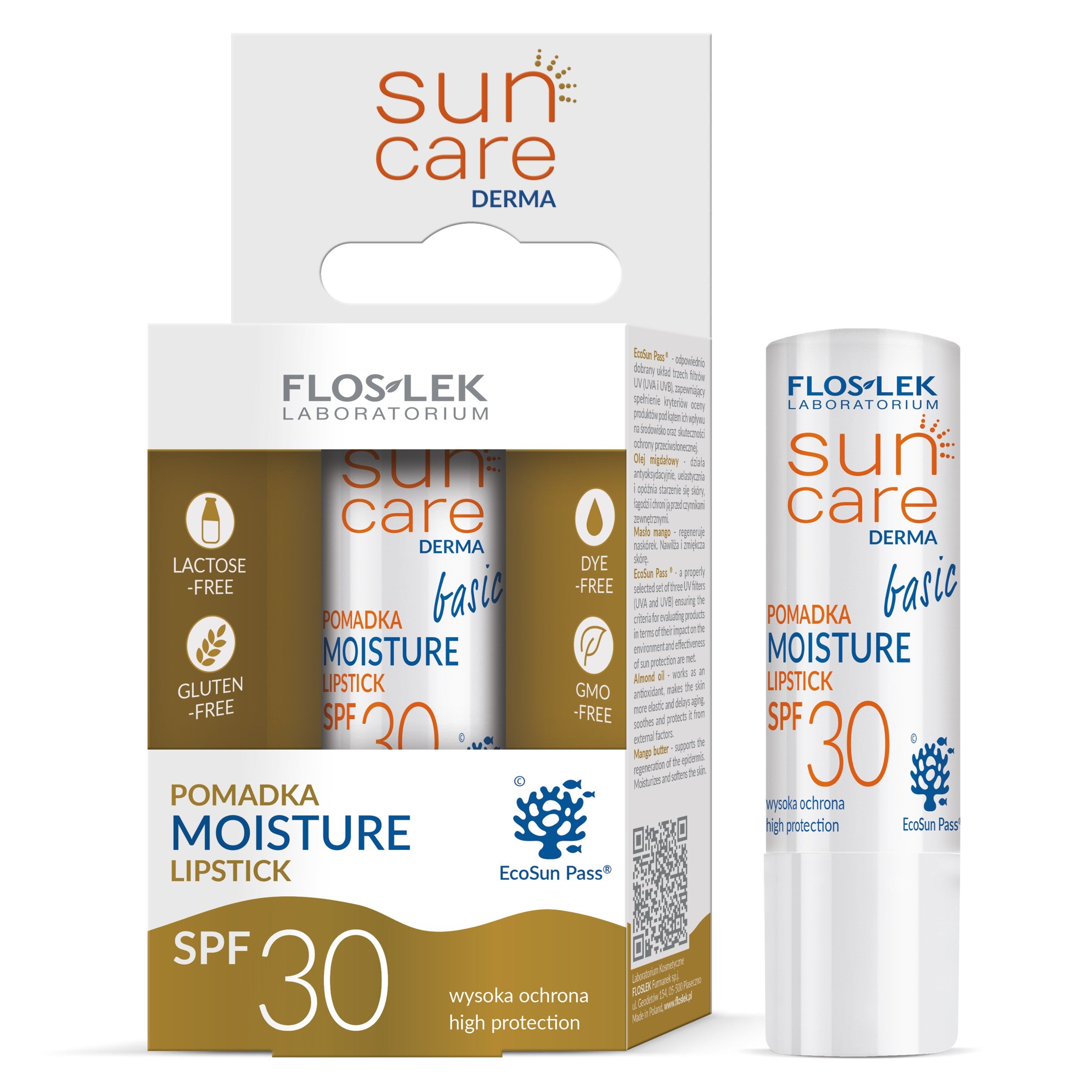 FLOS SUN CARE DERMA Drėkinamasis apsauginis lūpų dažai | Vaistine1.lt