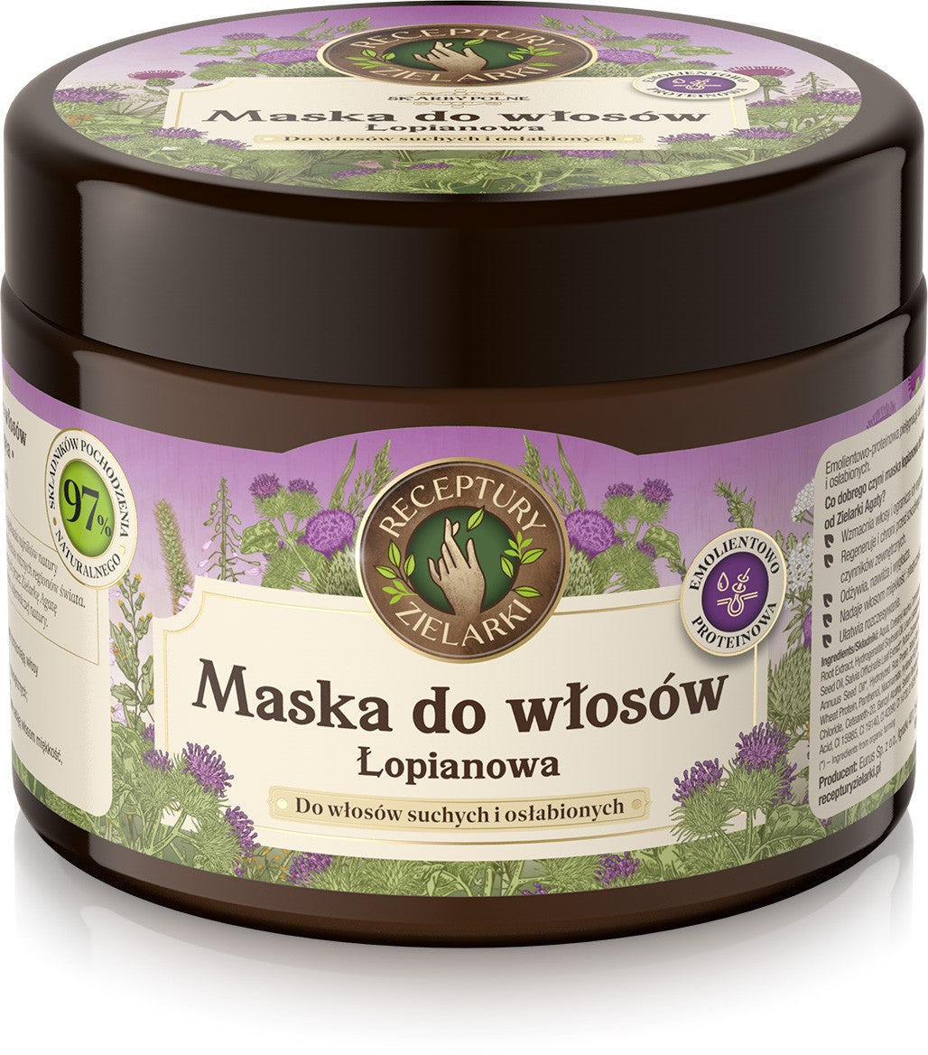 HERBAL FORMULAS Field Treasures Burdock Mask for dry and weakened hair 300ml | Vaistine1.lt