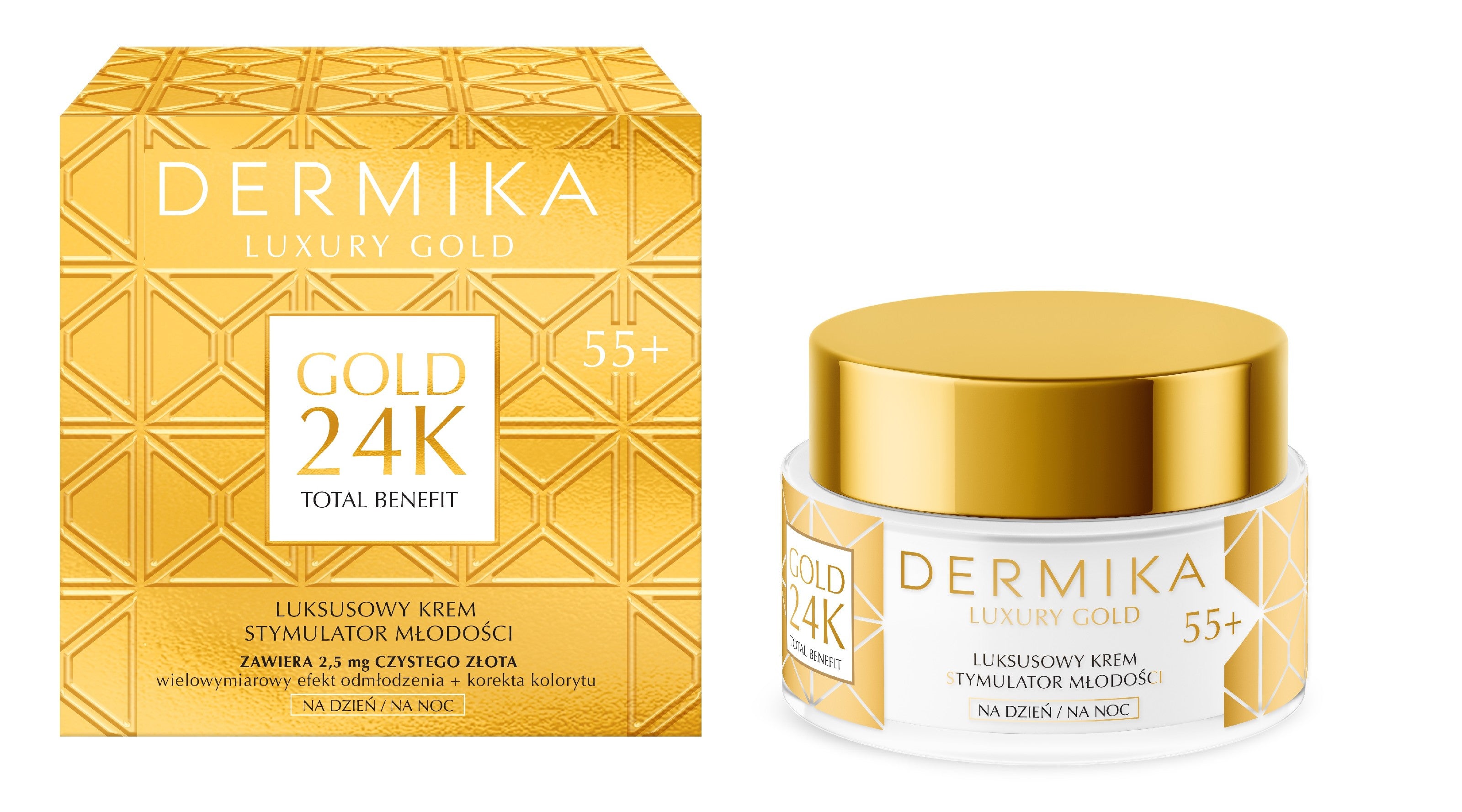 DERMIKA Luxury Gold 24K Total Benefit Luxury Youth Stimulator Cream 55+ for Day and Night 50ml | Vaistine1.lt