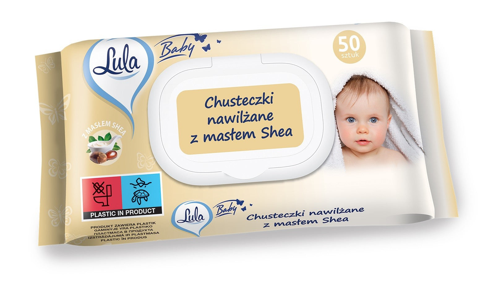 LULA Baby Wet Wipes for Infants and Children - with Shea Butter 1 pack - 50 pcs | Vaistine1.lt