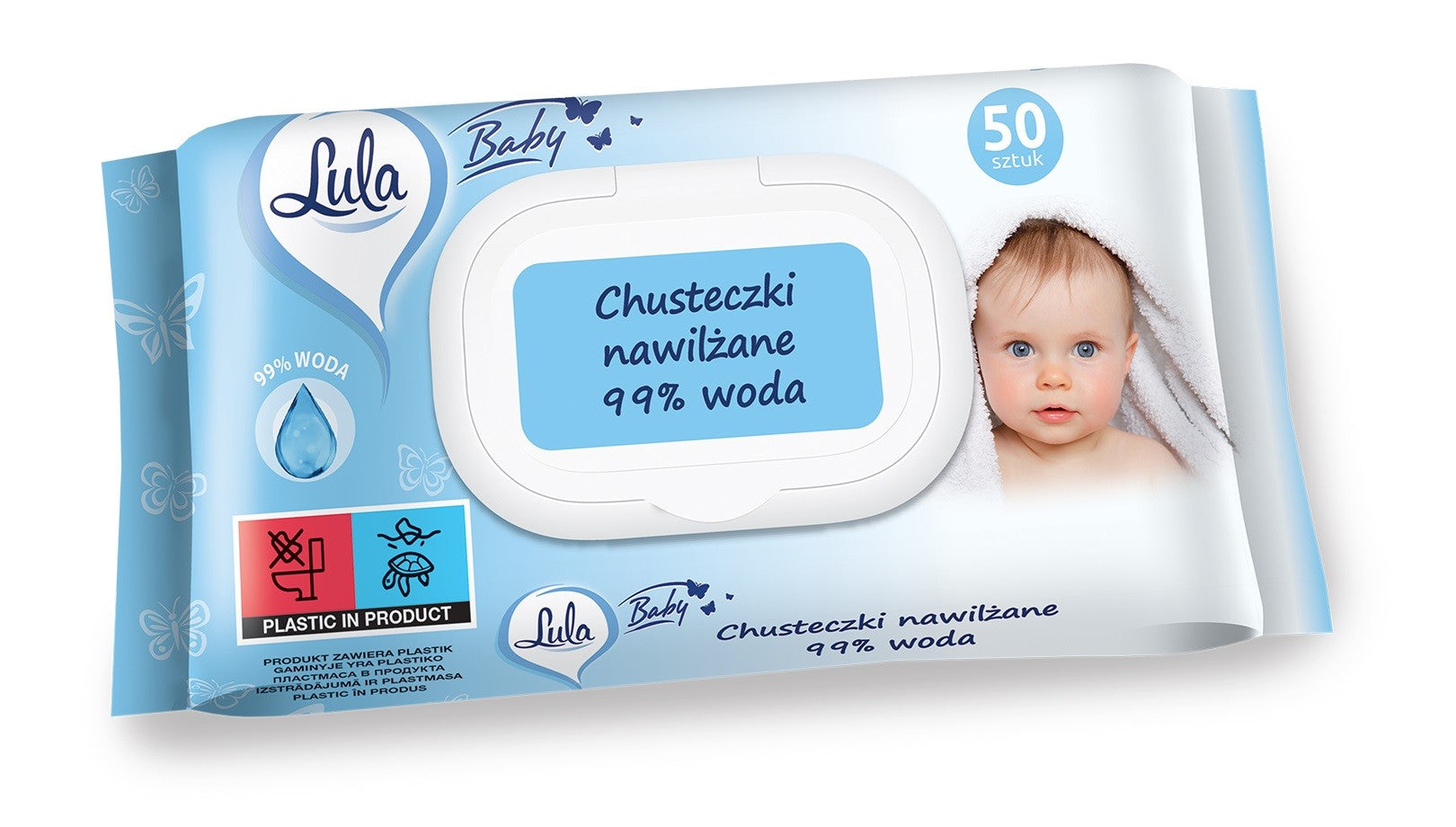 LULA Baby Wet Wipes for Infants and Children - 99% Water 1 pack - 50 pieces | Vaistine1.lt