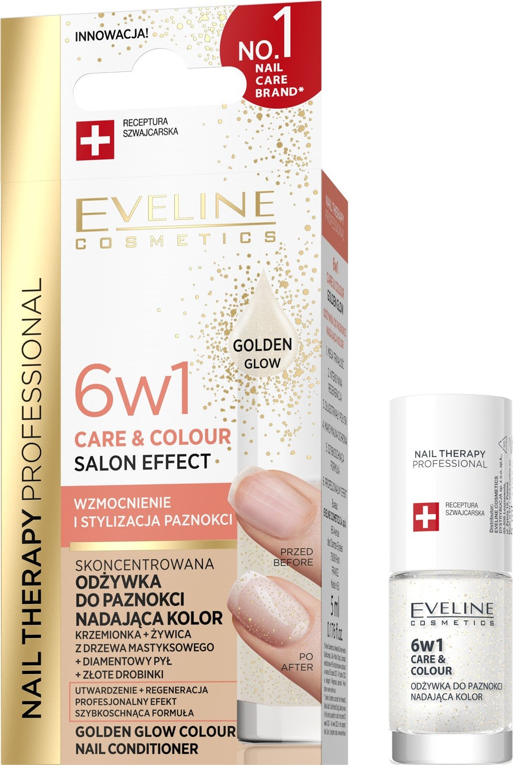 EVELINE Nail Therapy Professional Concentrated Nail Conditioner providing color 6in1 Care&Colour Salon Effect - Golden Glow | Vaistine1.lt | WestPharmacy.eu