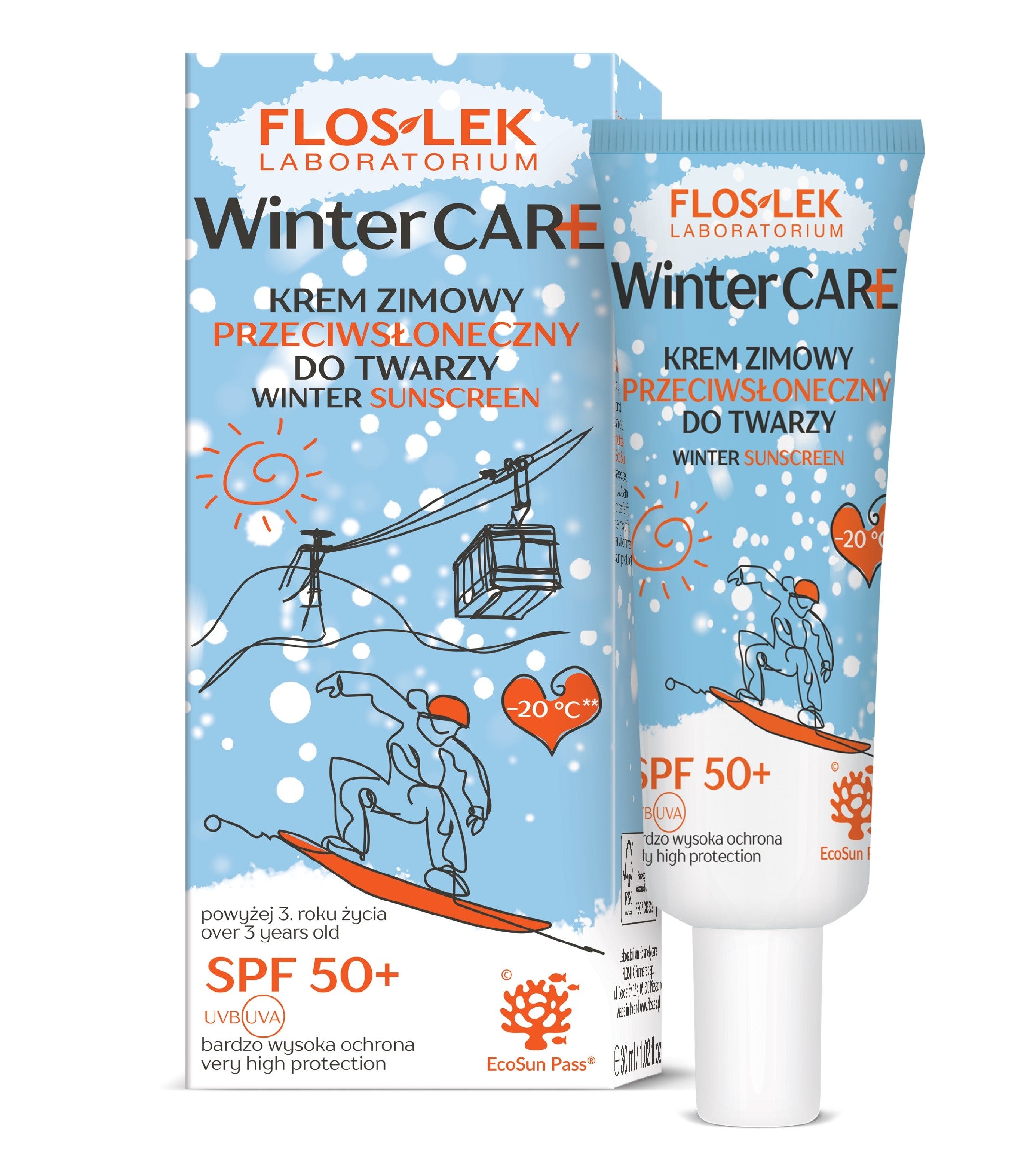 FLOSLEK Winter Care Winter cream sunscreen for the face - SPF50+ 30ml | Vaistine1.lt