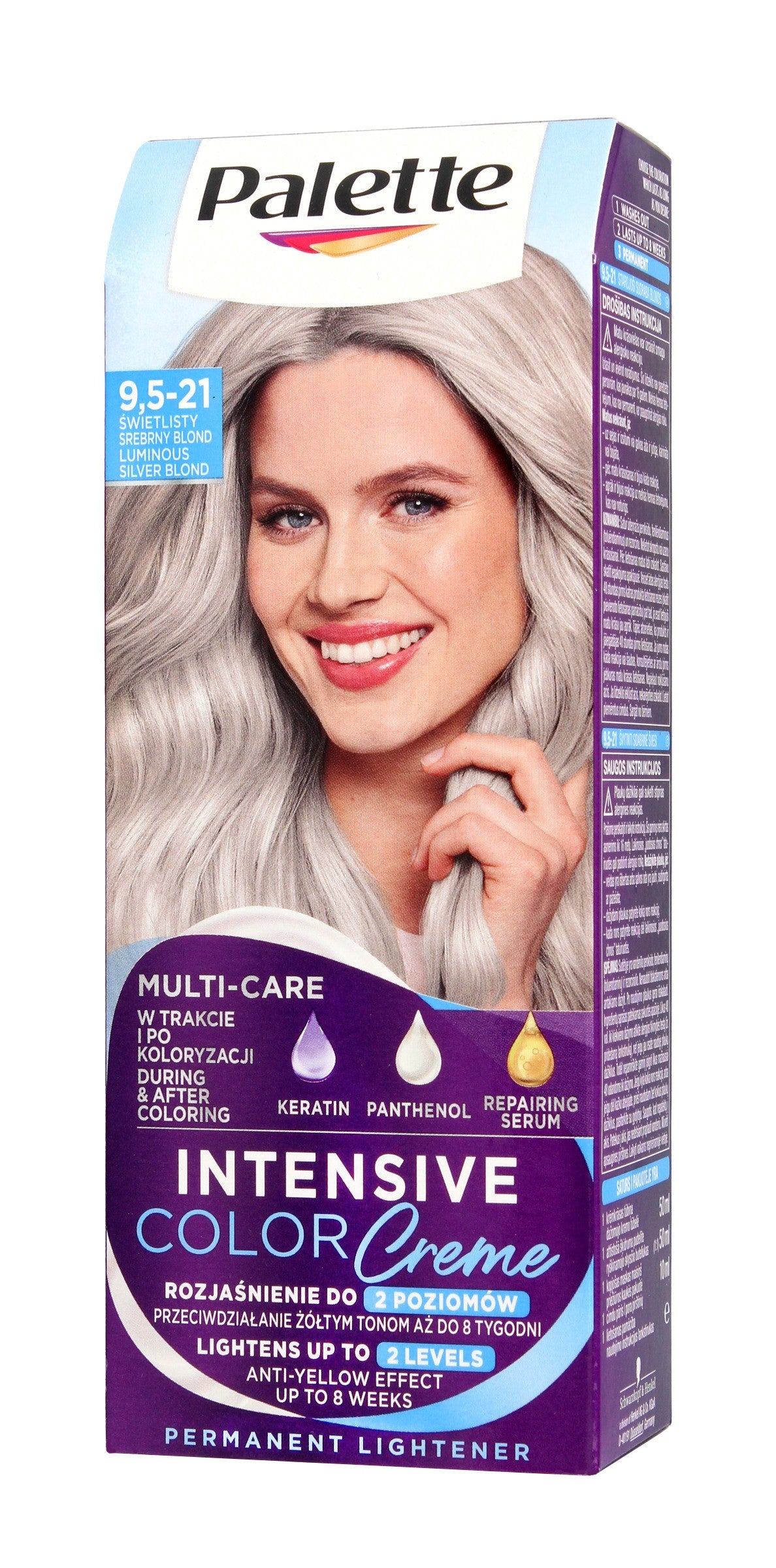 PALETTE Intensive Color Creme Hair Color No. 9.5-21 Luminous Silver Blonde 1pc. | Vaistine1.lt