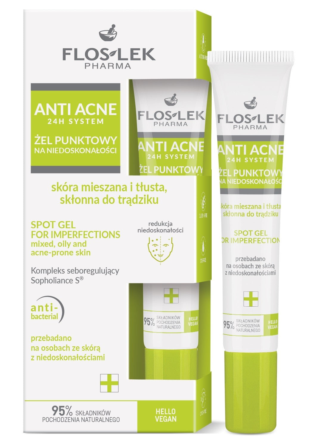 FLOSLEK ANTI ACNE Spot Gel for imperfections for mixed, oily, and acne-prone skin 20 ml | Vaistine1.lt