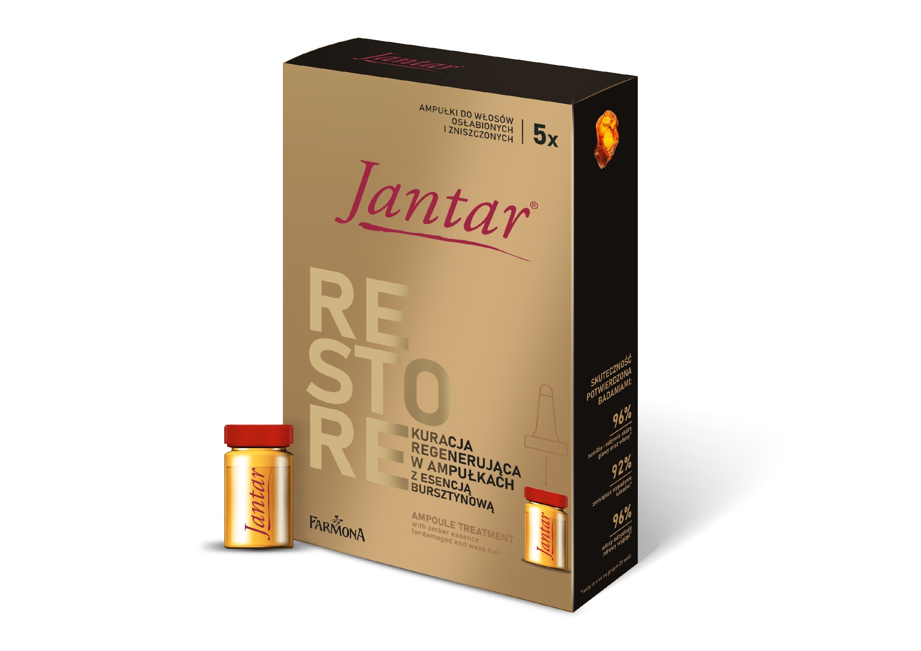 FARMONA JANTAR Ampoule treatment with amber essence for very damaged and weakened hair 5x 5 ml | Vaistine1.lt