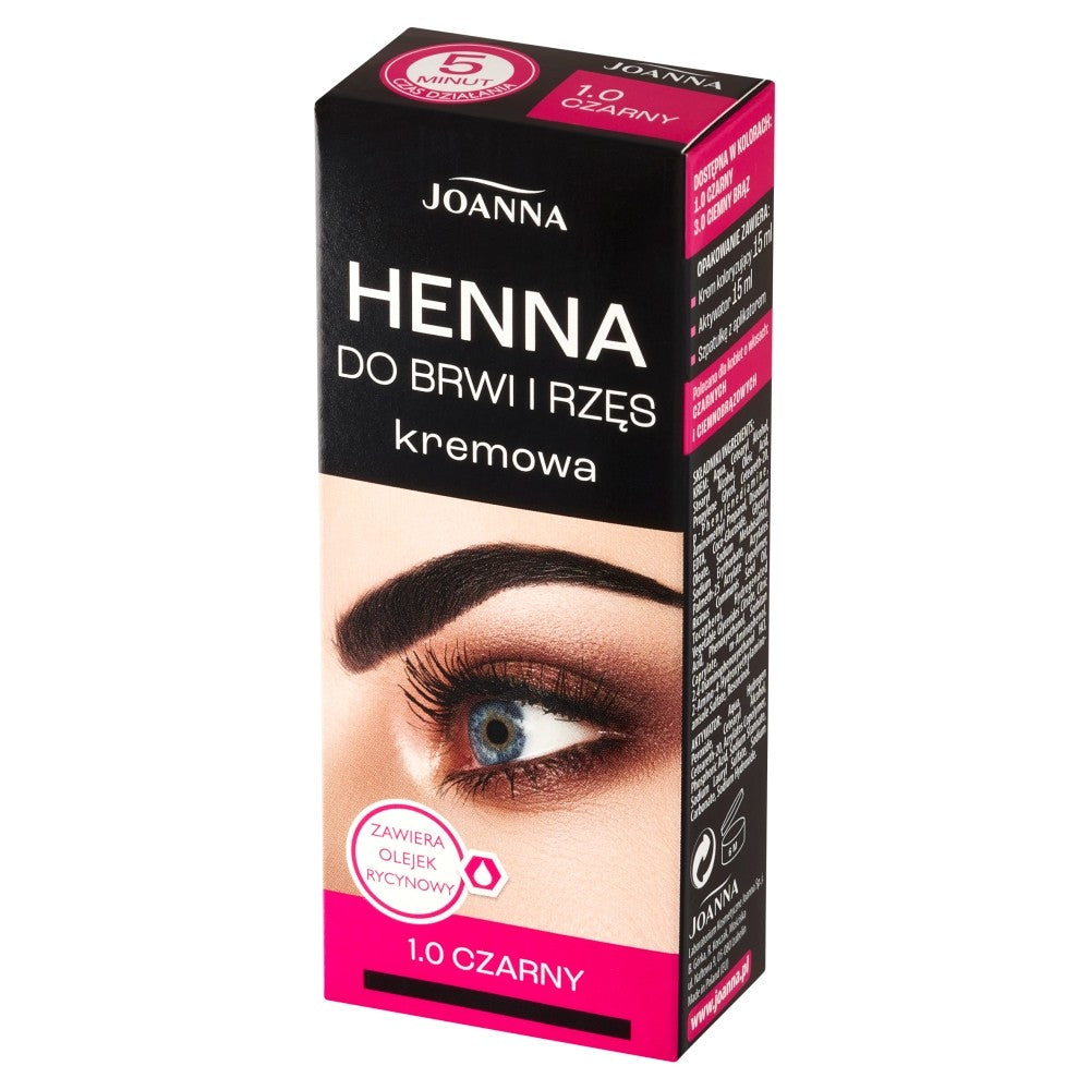 JOANNA Creamy Henna for eyebrows and eyelashes with castor oil - 1.0 black 1op. | Vaistine1.lt