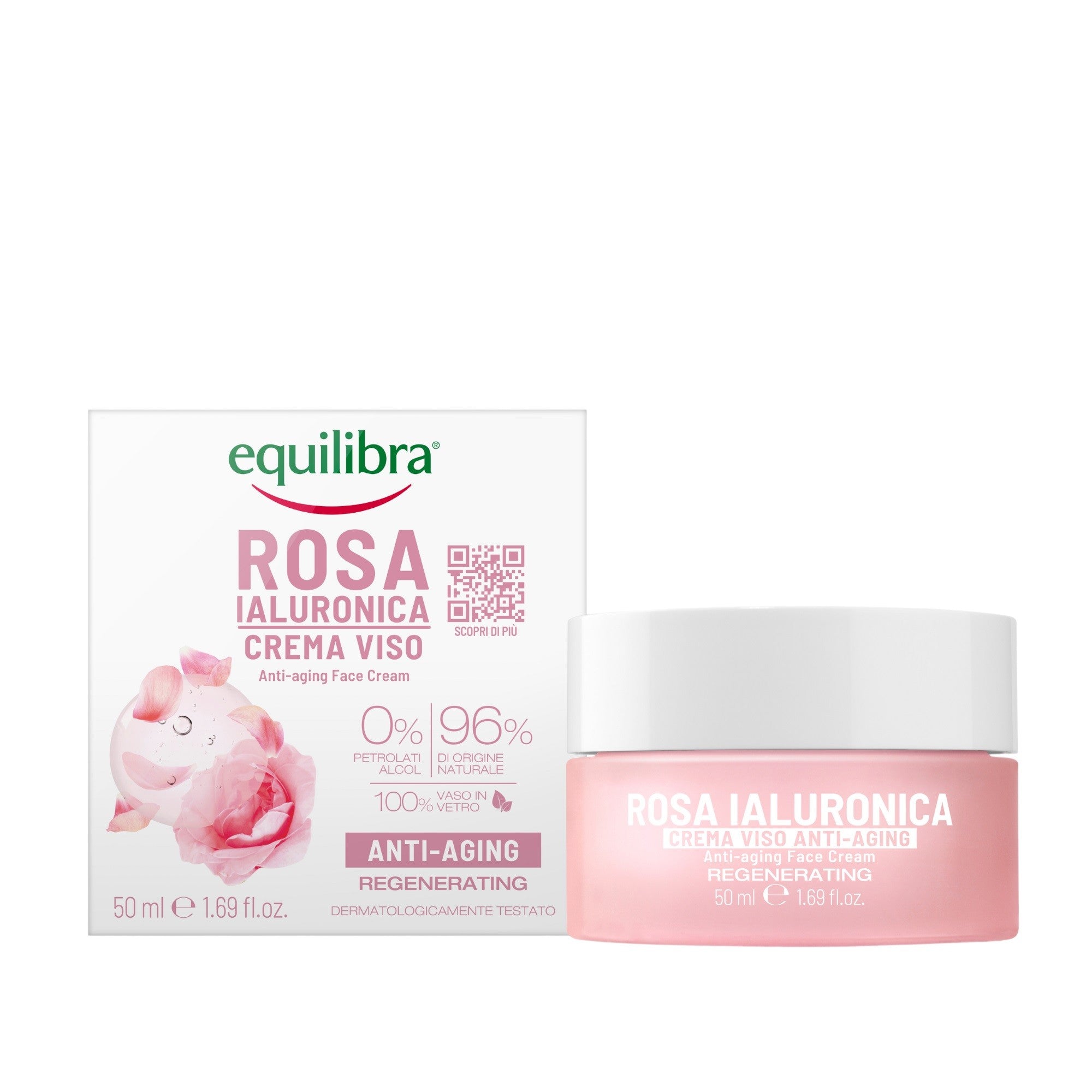 EQUILIBRA Hyaluronic Rose Anti-Aging Cream with hyaluronic acid for day and night 50ml | Vaistine1.lt