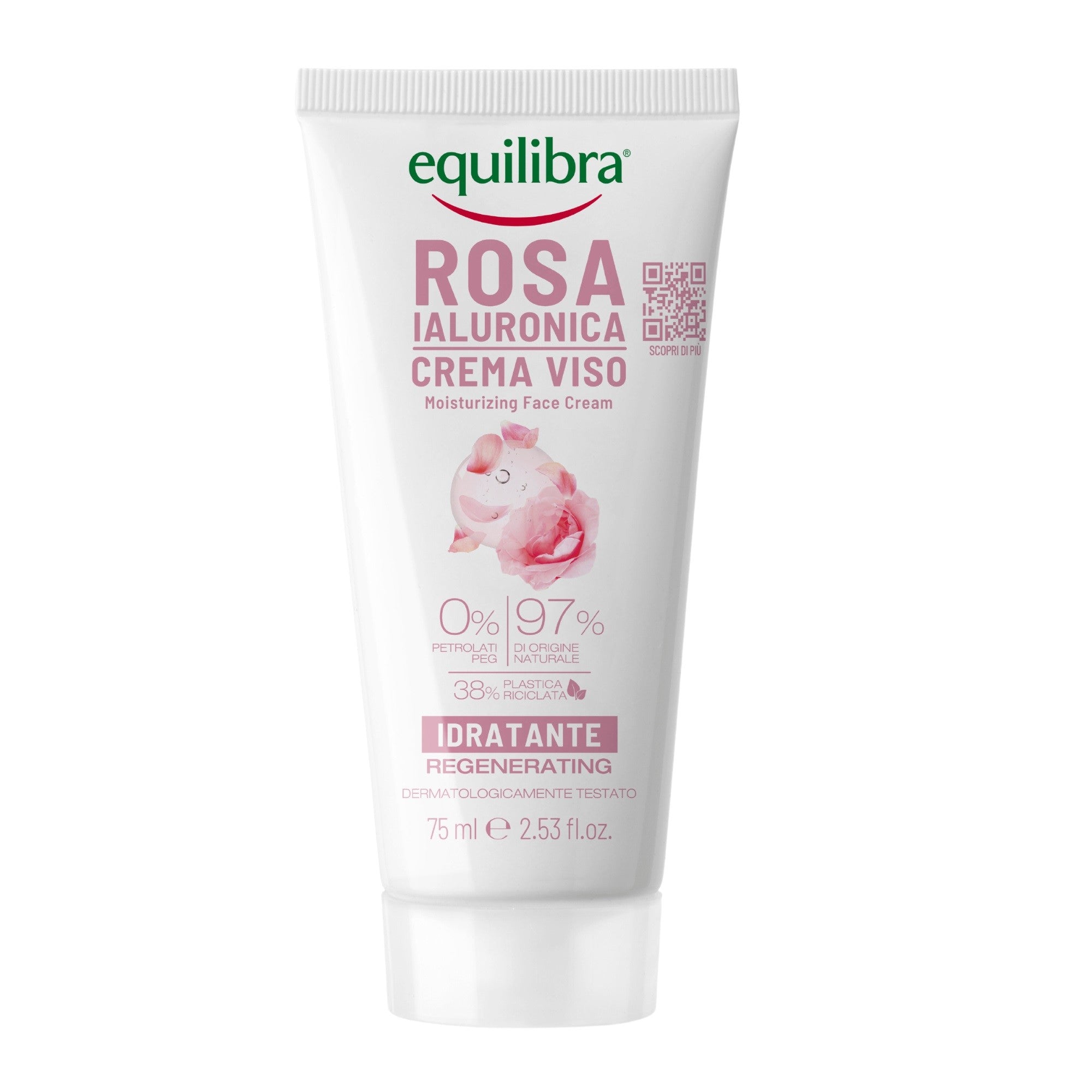 EQUILIBRA Rose Hyaluronic Moisturizing Cream with hyaluronic acid 75ml | Vaistine1.lt