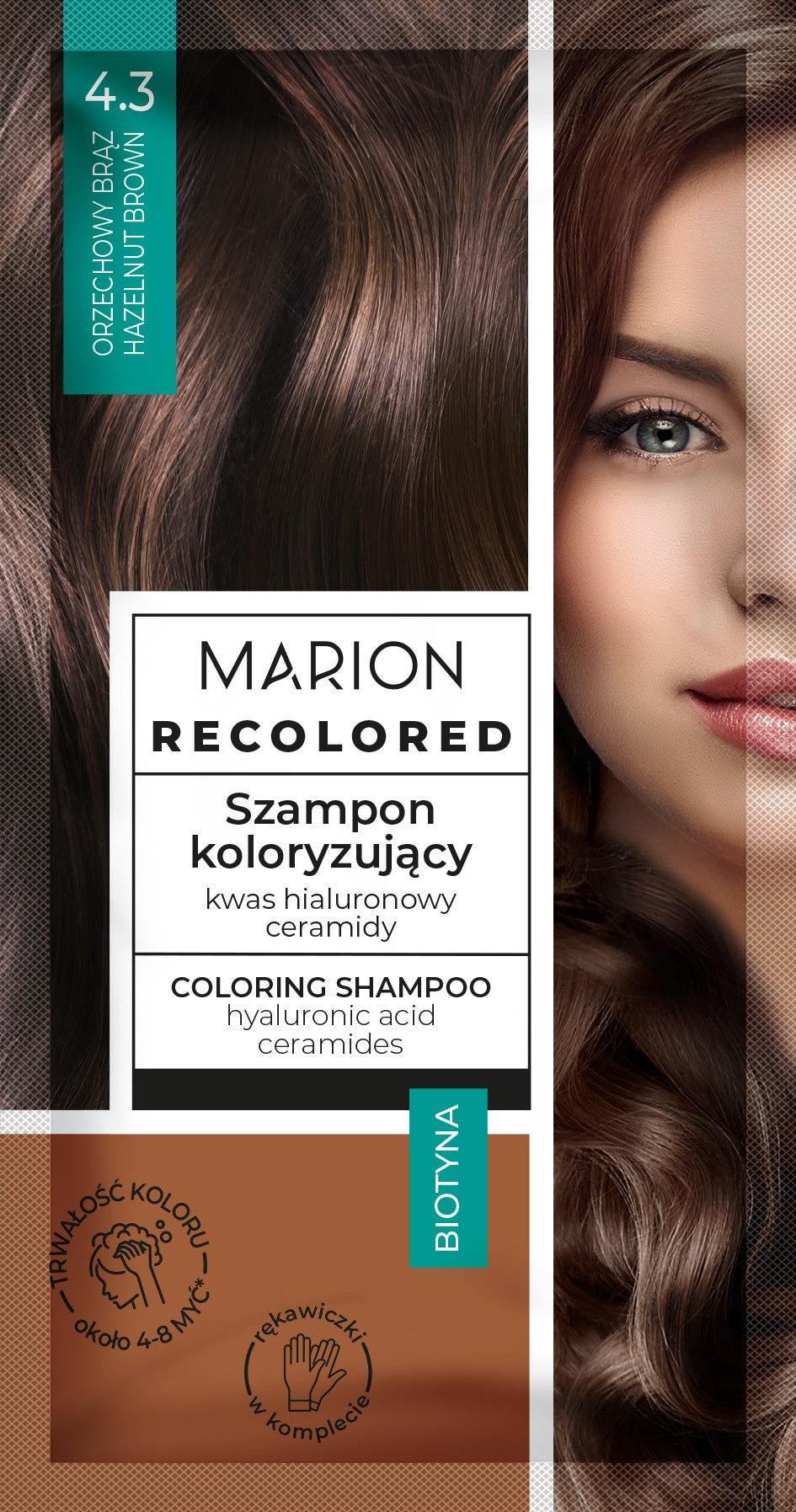 MARION Recolored Coloring Shampoo No. 4.3 Walnut Brown (4-8 washes) 35ml. | Vaistine1.lt