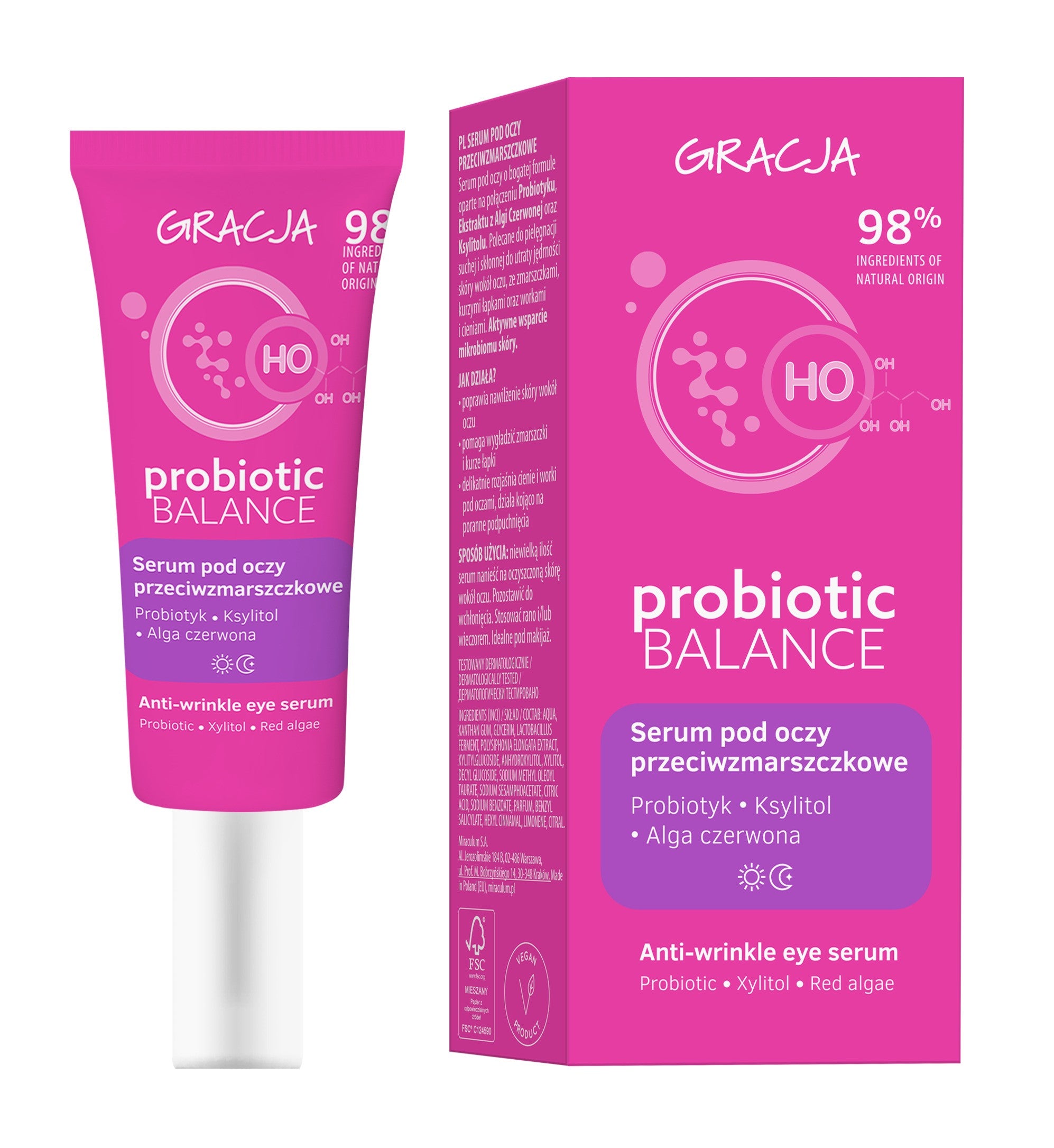 GRACJA Probiotinė pusiausvyra Anti-raukšlių akių serumas 20 ml | Vaistine1.lt