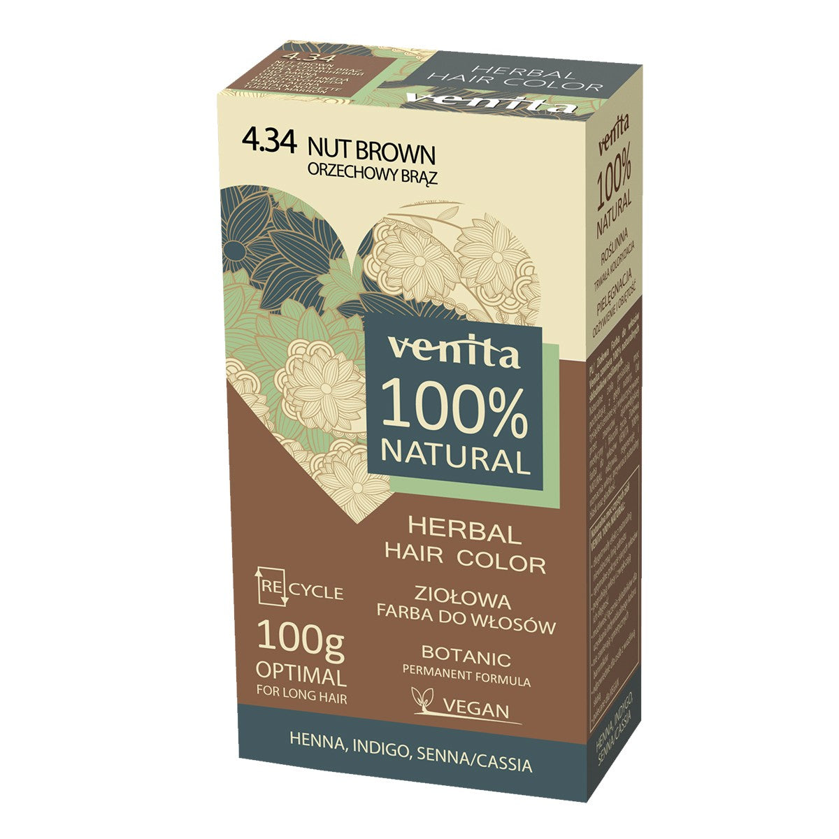 VENITA HERBAL HAIR DYE 4.34 WALNUT BROWN 100g& | Vaistine1.lt