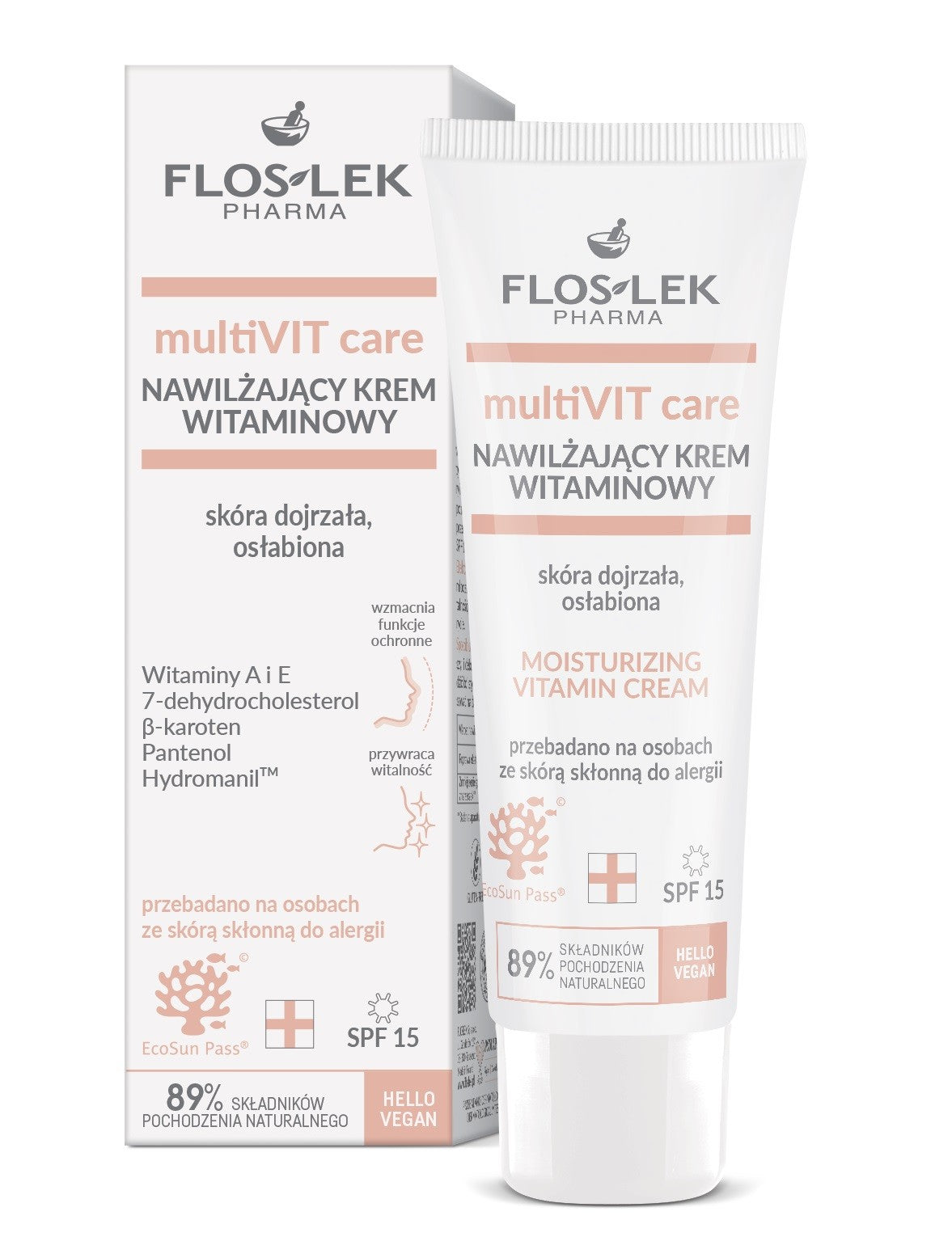 FLOSLEK PHARMA MultiVIT Care Moisturizing Vitamin Cream SPF15 for day - mature, weakened skin 50ml | Vaistine1.lt