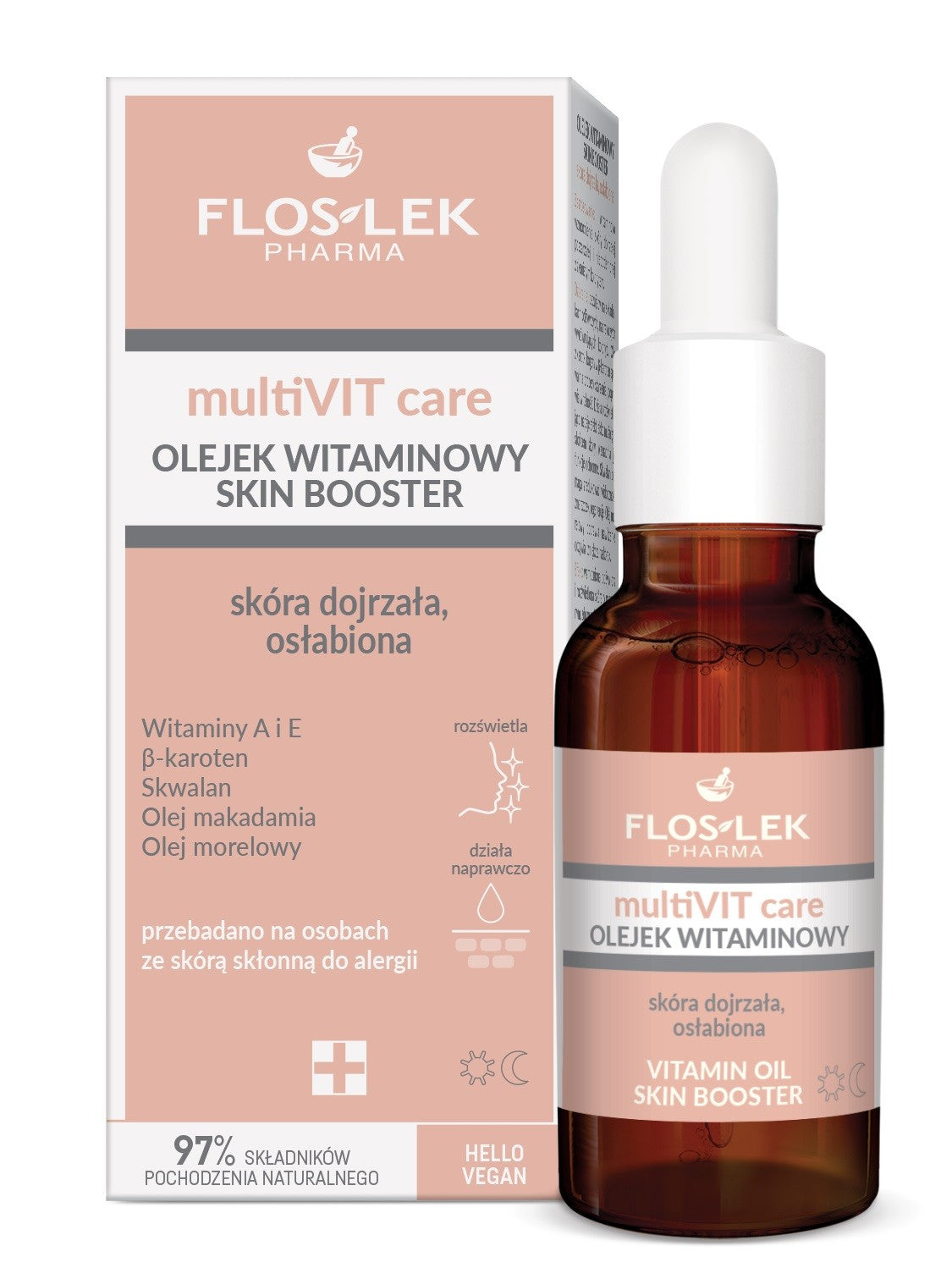 FLOSLEK PHARMA MultiVIT Care Vitamin Oil Skin Booster - mature, weakened skin 30ml | Vaistine1.lt