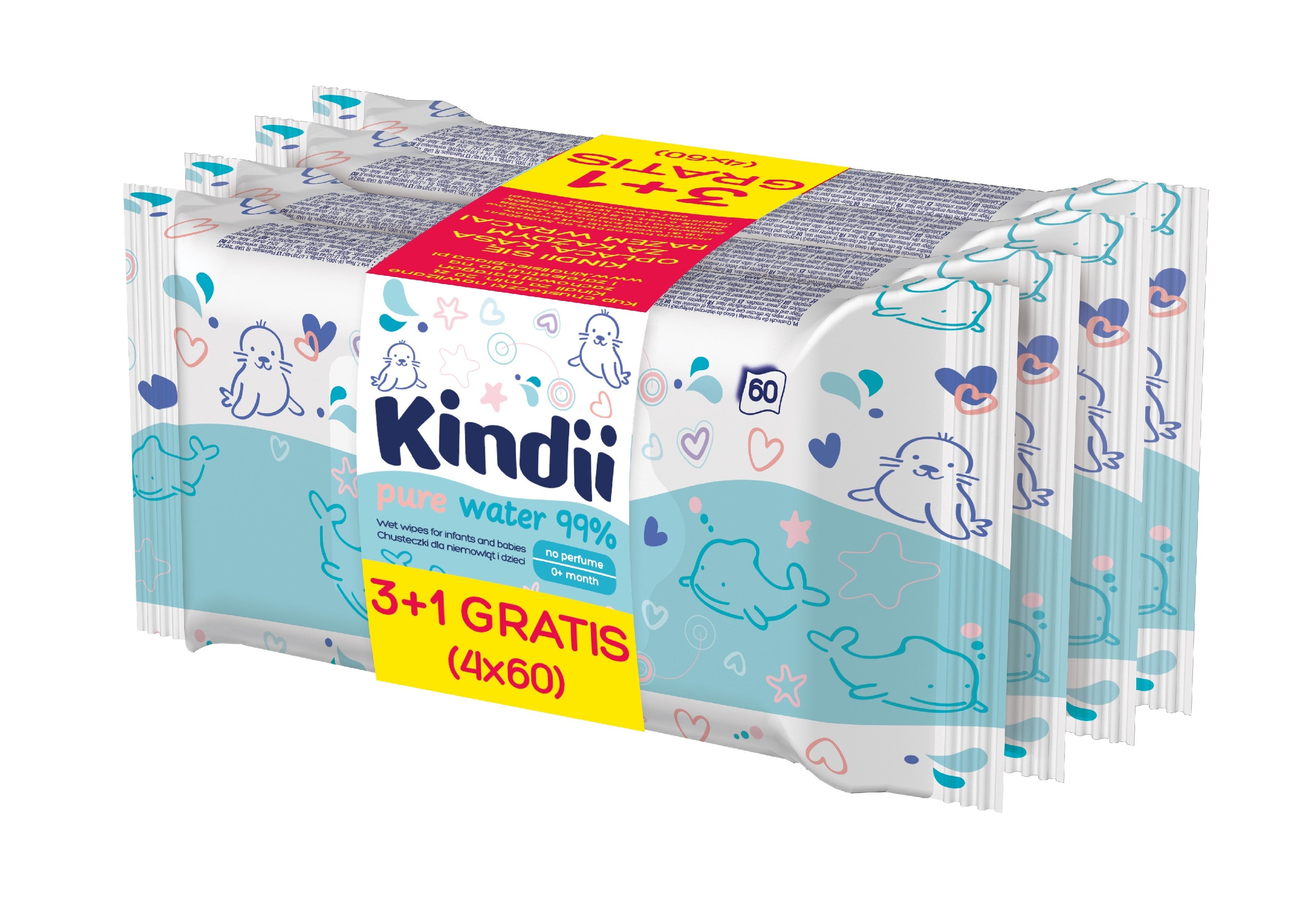 HARPER KINDI chust.Pure Water 60szt.3+1 | Vaistine1.lt